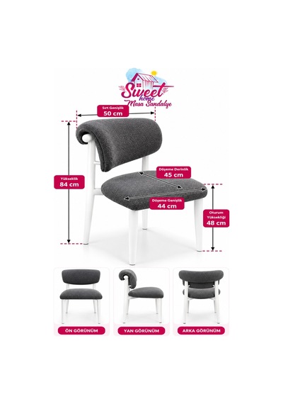 4 Adet Armis Metal Sandalye Cafe,restaurant,mutfak,salon,yemek Odası Sandalyesi Beyaz
