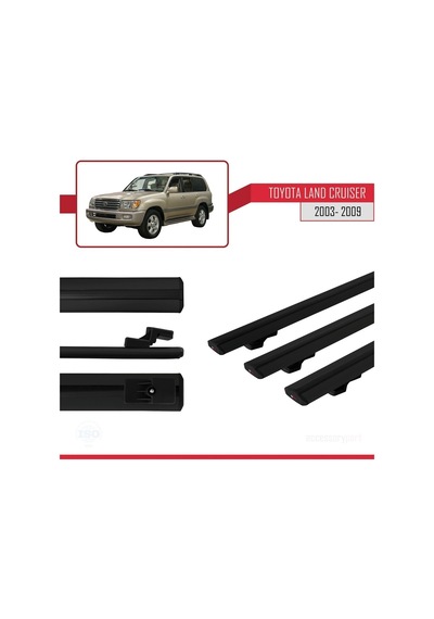 Toyota Land Cruiser 2003-2009 Arası İle Uyumlu Basic Model Ara Atkı Tavan Barı Siyah 3 Adet