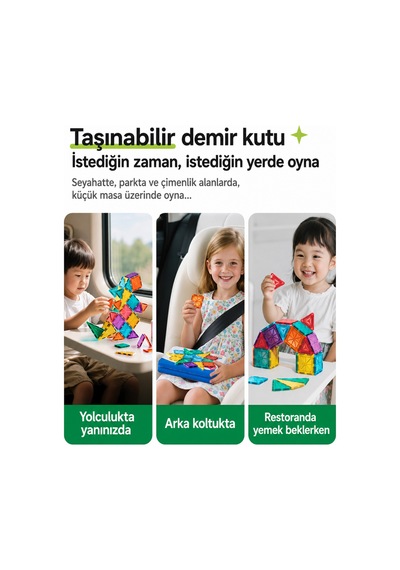 Manyetik Yapı Blokları 49 Parça Eğitici Zeka Oyunu Metal Kutulu Seyahat Oyuncağı Stem