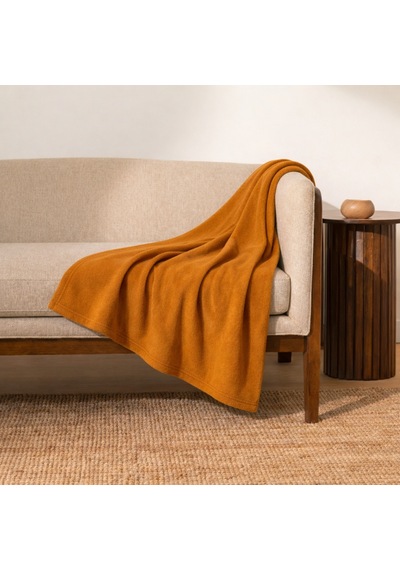 Prime Sleeks Kalın Dokulu Yün Tv Battaniyesi 120x150 Cm Koltuk Şalı Diz Örtüsü - Hardal Hardal