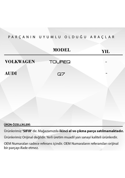 Volkswagen Toureg Audi Q7 İçin Sunroof Tamir Parçası İkili