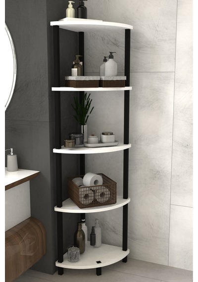 Decoline Banyo Rafı 5 Katlı Moblen Modern Organizer Depolama Ünitesi-beyaz Beyaz