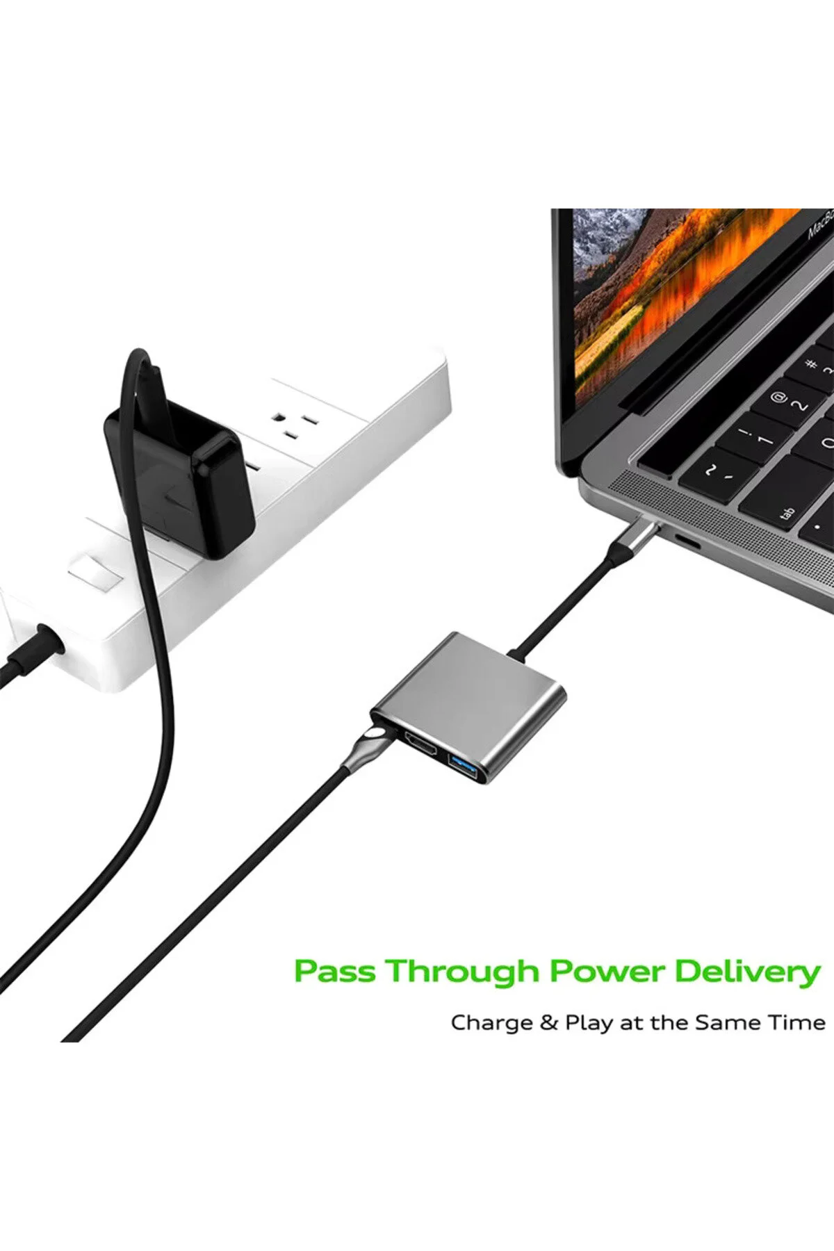 Hdmı Uyumlu 3 İn 1 Kablo Dönüştürücü Samsung Huawei İpad Mac Usb 3.1 Tip C Hdmı Uyumlu 4k Adaptör 001