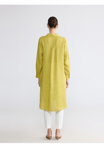 Lcw Everyday Sarı Oversize %100 Keten Kadın Gömlek Tunik