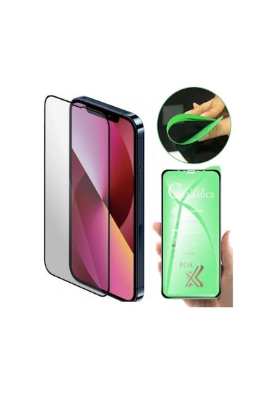 Apple İphone 12 Pro Max Ekran Koruyucu Seramik Nano Cam Esnek Tam Full Kaplayan Kırılmaz