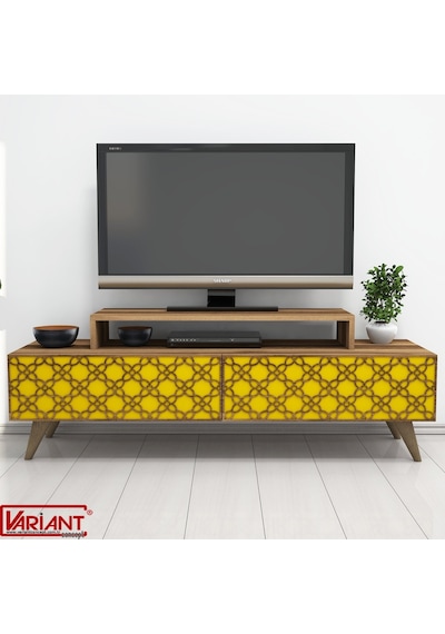 Variant City Tv Ünitesi Tv Sehpası Ceviz-Sarı