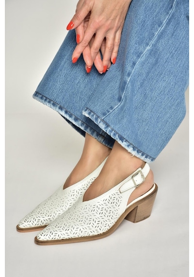 Fox Shoes Y654300403 Beyaz Hakiki Deri Süet Klın Topuklu Kadın Ayakkabı Beyaz