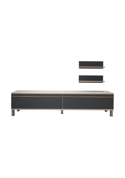 Decoraktiv Eko 4 Mdf Std Krom Ayaklı Tv Ünitesi Tv Sehpası Beyaz - Antrasit
