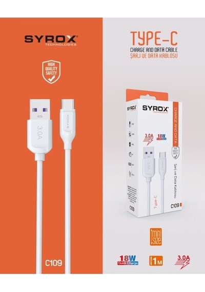 Hızlı 3.0 A Type-c Usb Girişli Şarj Kablosu
