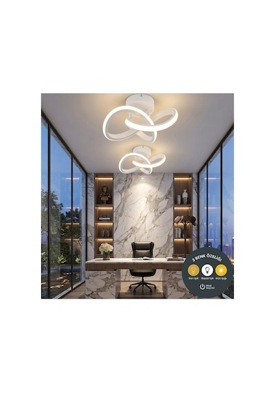 Snowflake Plafonyer Beyaz Modern Led Avize 3 Renk Premium Beyaz Modern Aydınlatma, Salon, Mutfak Ve Hol İçin