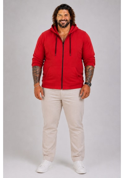 Moc Grande Mocgrande Büyük Beden Unisex Kapüşonlu 3ip Sweat 11701 Kırmızı