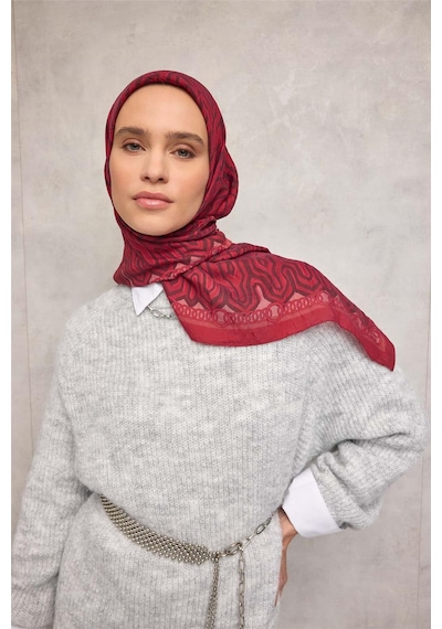 Silk Home Viskon Velora Eşarp Dört Mevsim Zincir Desen Berry 90x90 Çok Renkli