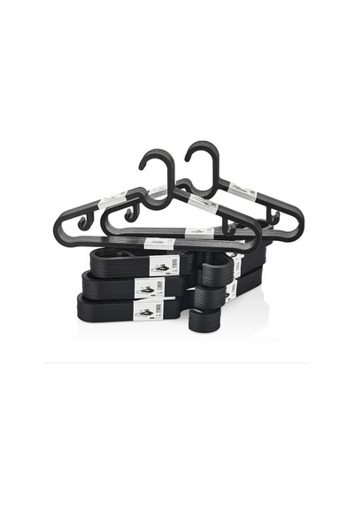 Deconox Slim Askı 10'lu Set - Siyah İnce Profil Elbise Askısı - 39x17 Cm Dolap İçi Yer Kazandıran Sağlam Kıyafet Askısı 50cm