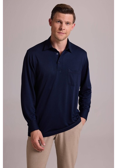Ysf Erkek Lacivert Polo Yaka Sweatshirt