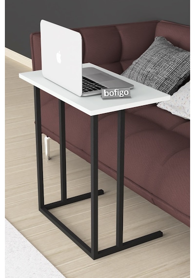 Bofigo Metal Ayaklı Laptop Sehpası Kahvaltı Masası Beyaz