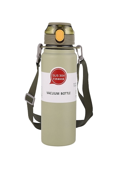 304 L Çelik Yeşil 800 Ml Askılı Ve Pipetli Matara Suluk Cin411ys