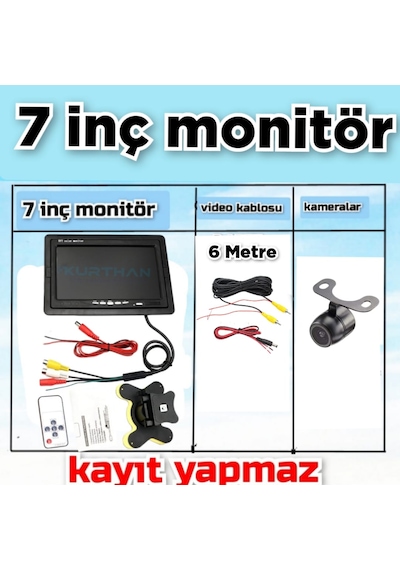 7 İnç Qled Ips Ekran Ve 1 Adet Kelebek Kamera Kayıt Yapmaz 12 V