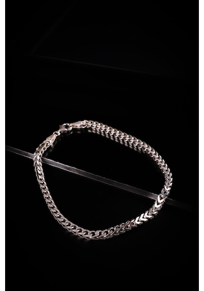 Encili Silver 925 Ayar Gümüş Özel Tasarım 3,5 Mm Oksitli Esnek Model Zincir Bileklik Gümüş