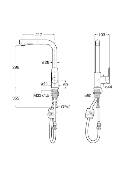 Roca Cala A5A856ENB0 Pull-Out Spiralli Mutfak Bataryası Siyah