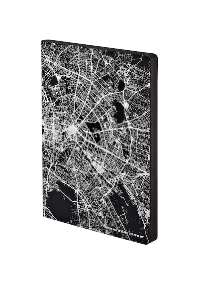 Not Defteri A5+ Nightflight L Light Berlin Gümüş Noktalı 3,5 Mm Nokta Bölmeli 176 Numaralı Sayfa 120 G Premium Kağıt Deri Siyah Sürdürülebilir Üretim