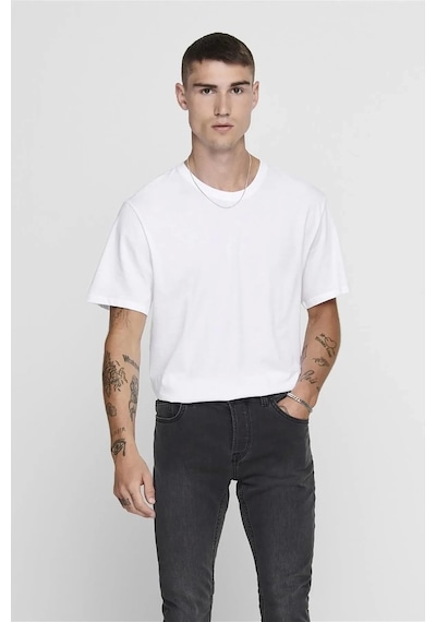 Only&sons 22002973 0 Yaka Erkek Tshirt - Ekru Ekru