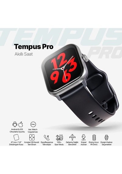 Ttec 2SW04 Tempus Pro 47 MM Amoled Ekranlı Dikdörtgen Kasa Akıllı Saat