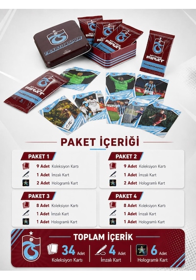 Mythos First Trabzonspor 2025-2026 Sezonu Koleksiyon Kartları Metal Kutu 34 Kart Resmi Lisanslı