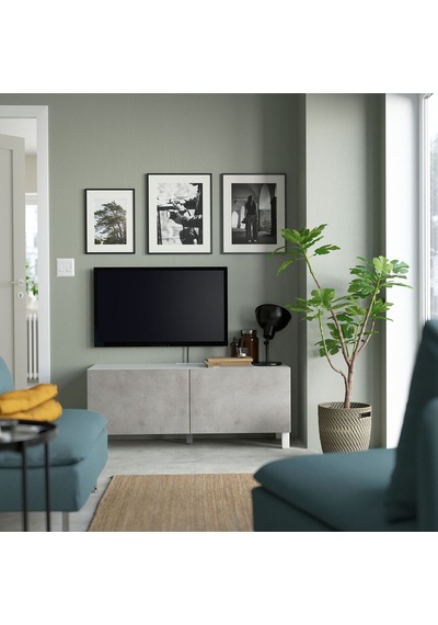 Tv Sehpası, Beyaz-açık Gri, 120x42x48 Cm, Kallvıken Gri