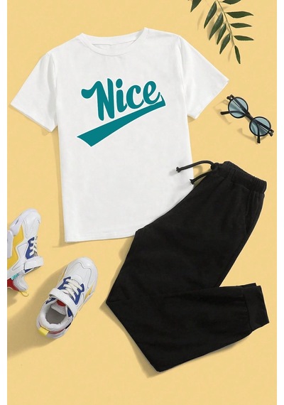 Uyguntarz Çocuk Nice Panda Alt - Üst Eşofman Takımı : Unisex Beyaz
