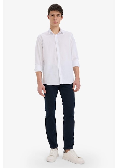 DeFacto Regular Fit Polo Yaka Keten Yazlık Uzun Kollu Beyaz Gömlek E1729AX25SPWT34 DeFacto Regular Fit Polo Yaka Keten Yazlık Uzun Kollu Beyaz Gömlek E1729AX25SPWT34