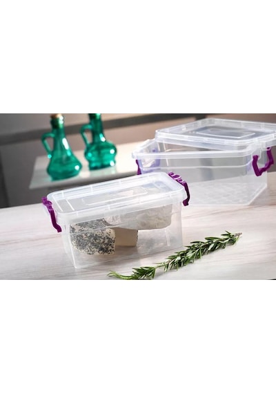 Asude 1,25 Lt Plastik Saklama Kabı 2 Adet 13x20x8 Şeffaf