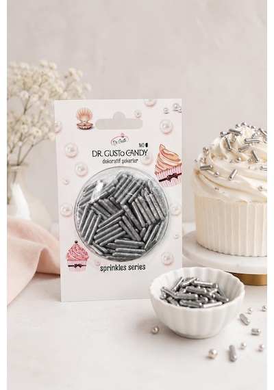 Dr. Gusto Gümüş Spagetti Çubuk Pasta Süsleme Şekeri