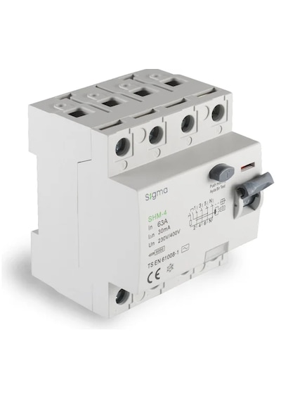 SHM4063030-SHM 4P 30mA 63A 6kA KAÇAK AKIM KORUMA ŞALTERİ ( KAÇAK AKIM RÖLESİ)
