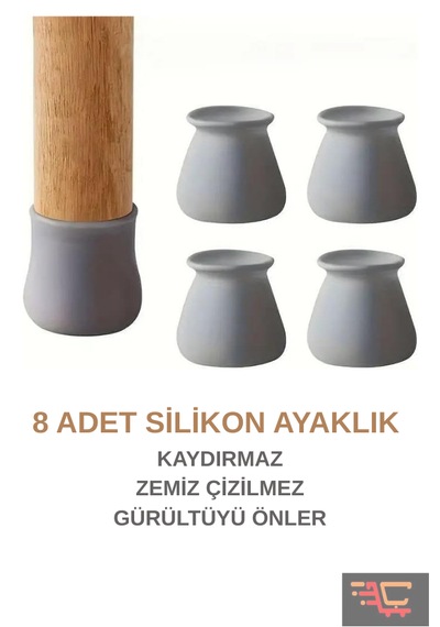 Çarşı Hanem 8 Adet Gri 8 Adet Beyaz Silikon Kaydırmaz