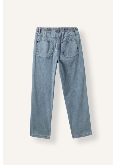 Defacto Beli Lastikli Bağcıklı Wide Leg Jean Pantolon I7392ax26aunm39 Mavi-nm39