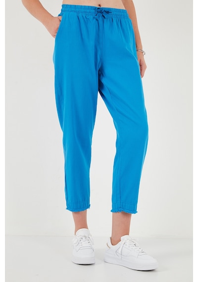 Lela Pamuklu Normal Bel Regular Fit Düz Paça Bayan Pantolon 668Yp42282S4 Saks