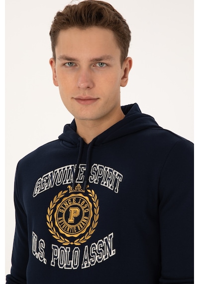 U.S. Polo Assn. Erkek Regular Fit Kapüşonlu Şardonlu Lacivert Sweatshirt 50308999-VR033