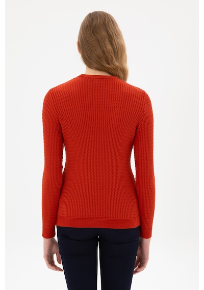 U.S. Polo Assn. Kadın Kiremit Bisiklet Yaka Basic Kazak 50307763-VR031