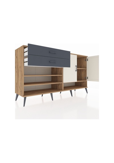 Hyperion Konsol 4 Raflı 2 Çekmeceli 2 Kapaklı 176x44x99 Çam-aytaş Çam-aytaşı/antrasit Hyperion Konsol 4 Raflı 2 Çekmeceli 2 Kapaklı 176x44x99 Çam-aytaş Çam-aytaşı/antrasit