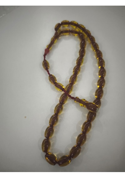 Zeyzun Usta İmzalı Sıkma Kehribar Tespih 9x13,5 Mm Beyzi Kesim