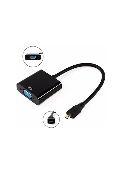 Micro Hdmi To Vga Kablo Çevirici Dönüştürücü Adaptör Ses Destekli