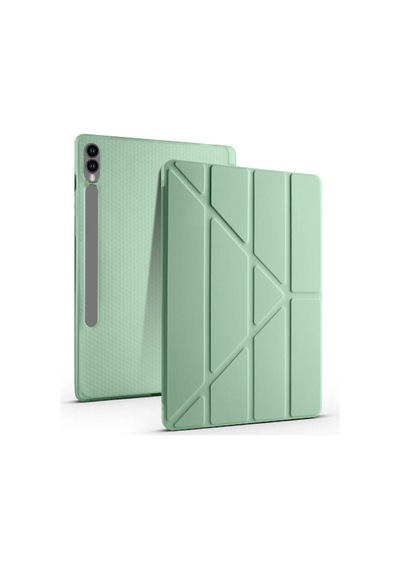 Galaxy Uyumlu  Tab S9 Plus Kılıf Frm Tri Folding Kalem Bölmeli Standlı Kılıf-mavi Arka Kapak