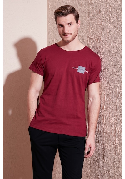 Buratti Bisiklet Yaka Pamuklu Slim Fit Erkek T Shirt 541There Bordo