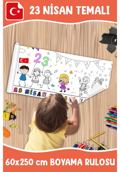 Melolisa 23 Nisan Temalı Dev Boyama Rulosu 60x250 Cm