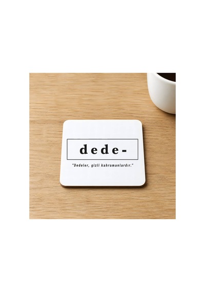 Dede Baskılı 9x9 Cm Kare Mdf Bardak Altlığı - Dedeye Hediye Ahşap Çok Renkli