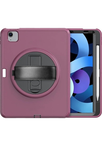 Apple Uyumlu,  iPad 2022 10.9 10.nesil Kılıf Hand Strap Tablet Kılıfı - Mürdüm
