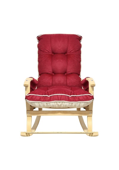Mosso Ahşap Çift Minderli Sallanan Sandalye Gri Krem Bordo Krem Çok Renkli