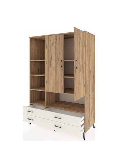 Kronos Dolap 8 Raflı 4 Çekmeceli 2 Kapaklı 132x59x195 Çam-çam... Çam