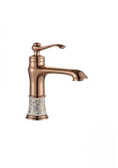 Victoria Gold Porselen Gövde Lavabo Bataryası Bakır