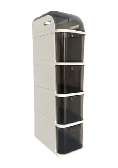 Banyo Ve Mutfak İçin 4 Çekmeceli Tekerlekli Organizer Dolap, 95x20x38.5 Cm Açık Meşe